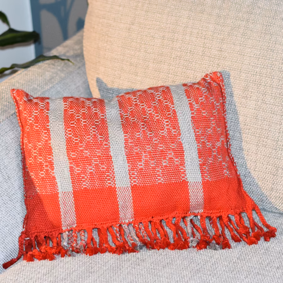 Red And Grey Bamboo Cushion