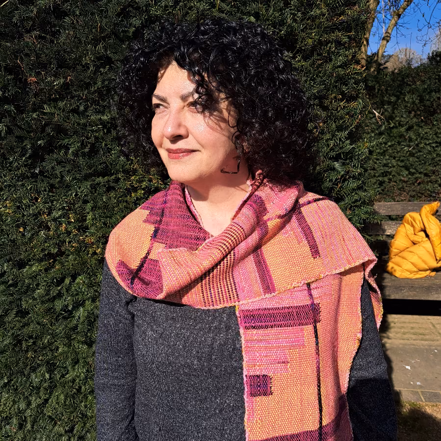 Model with Pyramid Scarf looking right