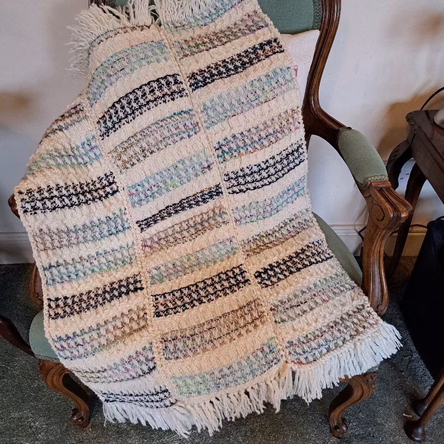 Baby Blanket Waffle Pattern draped over chair