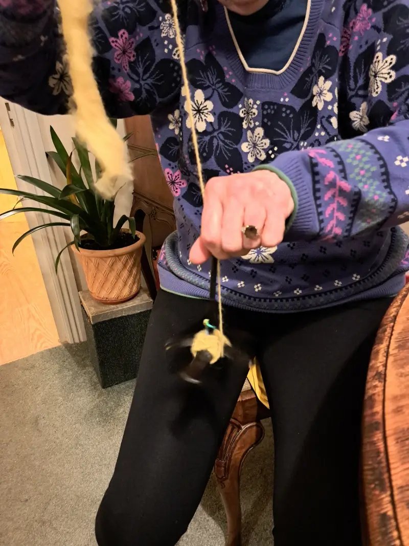 Spinning with a drop spindle